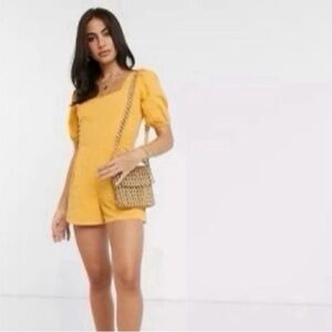 Asos yellow square next lace up back romper